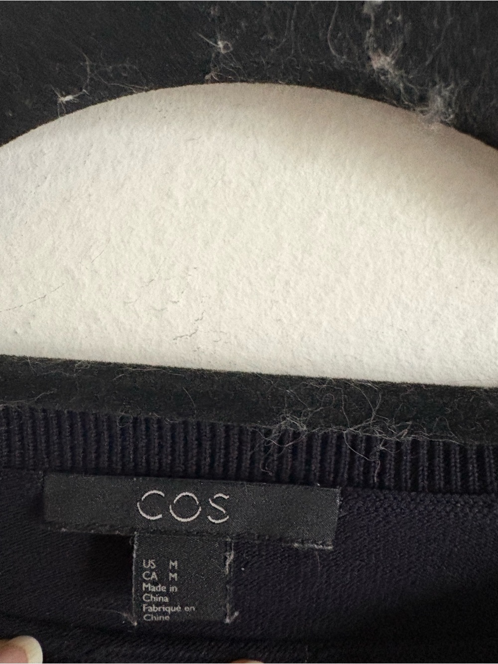 COS Sz M Navy Mixed Media Cotton Silk Minimalist Sweater - Picture 6 of 10